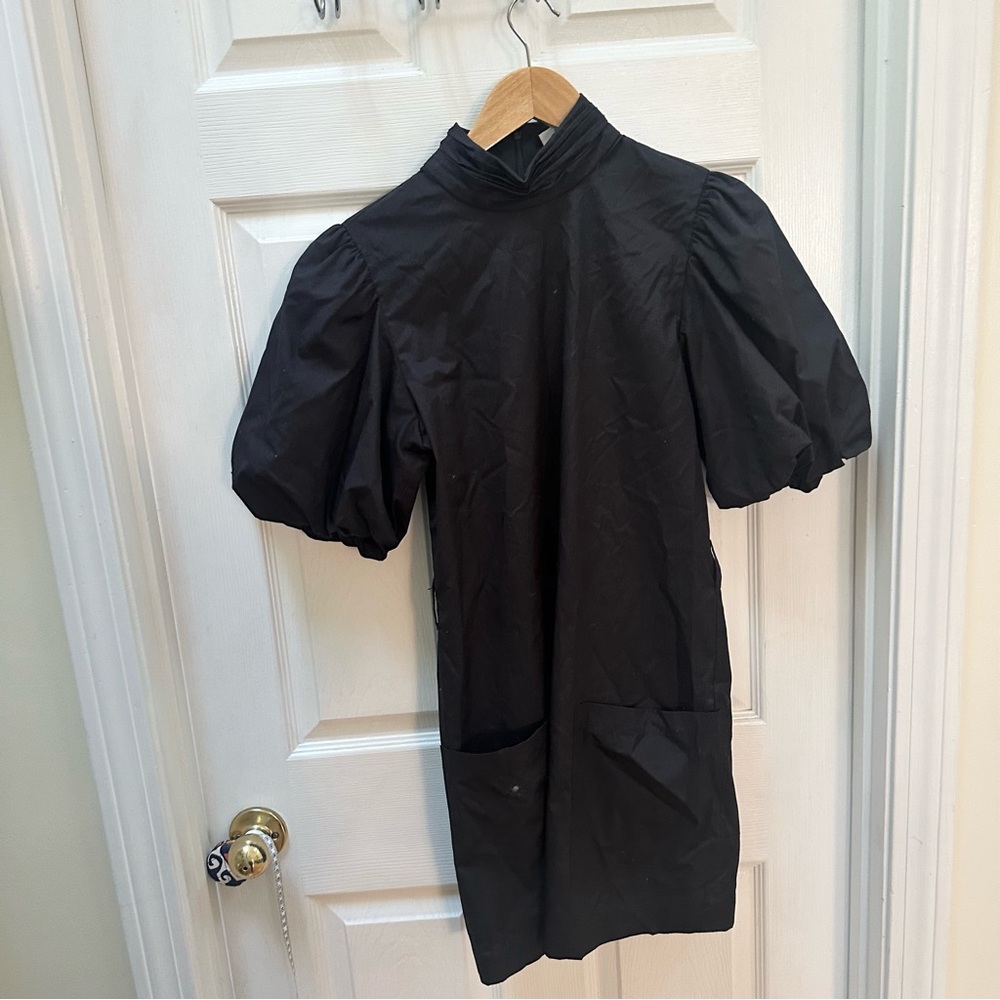Frame Margot Dress Black Puff Sleeve short sleeve s small